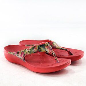 ALEGRIA NWOB Ode Itchycoo Coral Floral Thong Flip Flop Sandal Slide